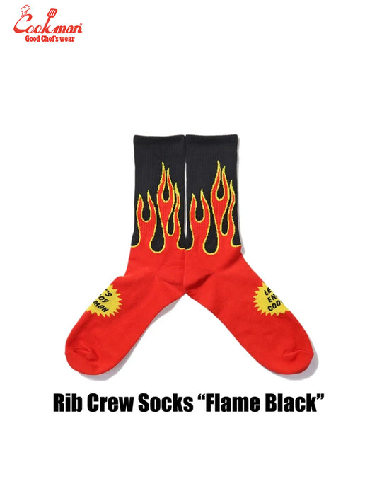 Rib Crew Socks - Flame : Black / Red