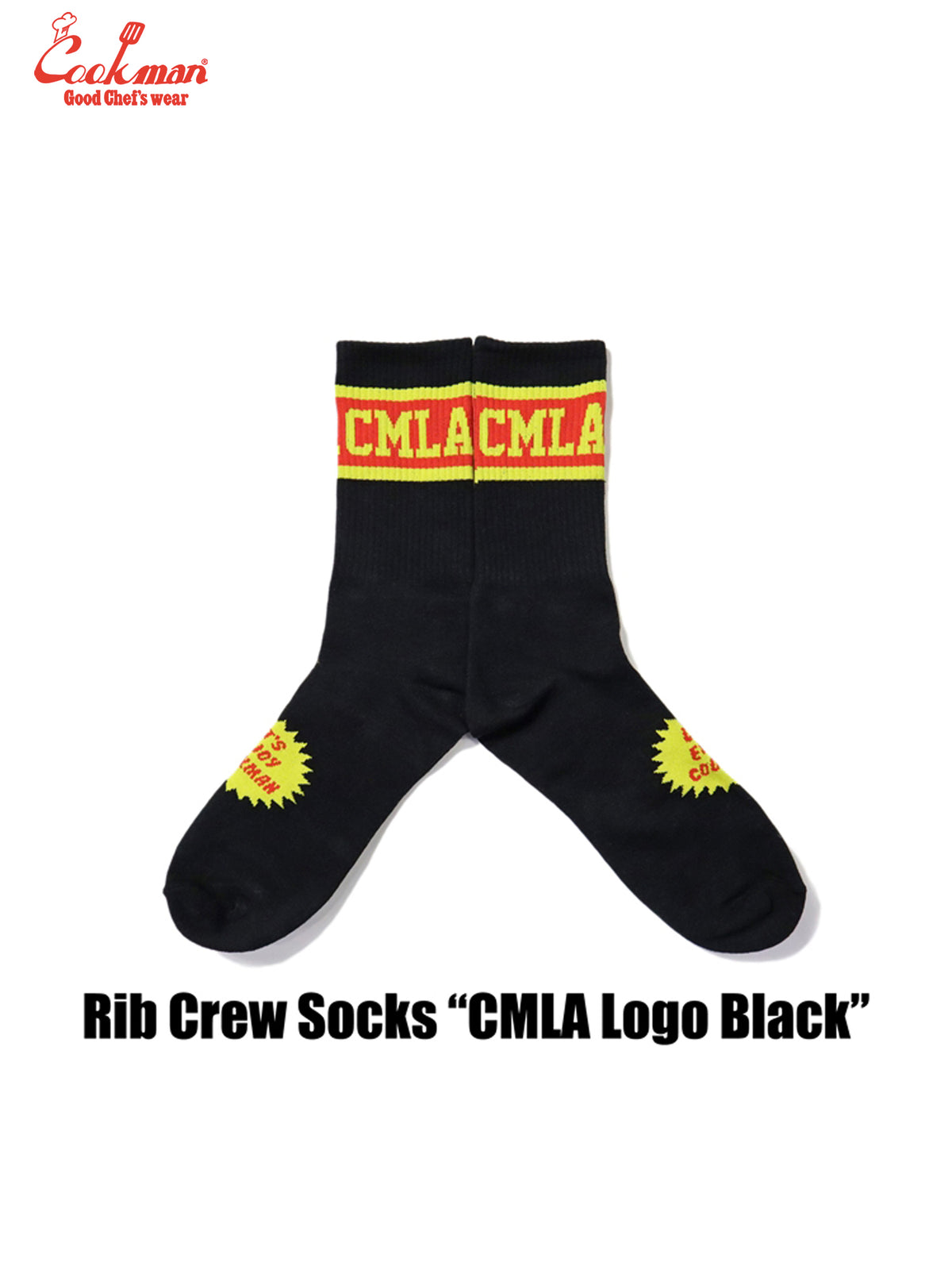 Rib Crew Socks - CMLA logo : Black