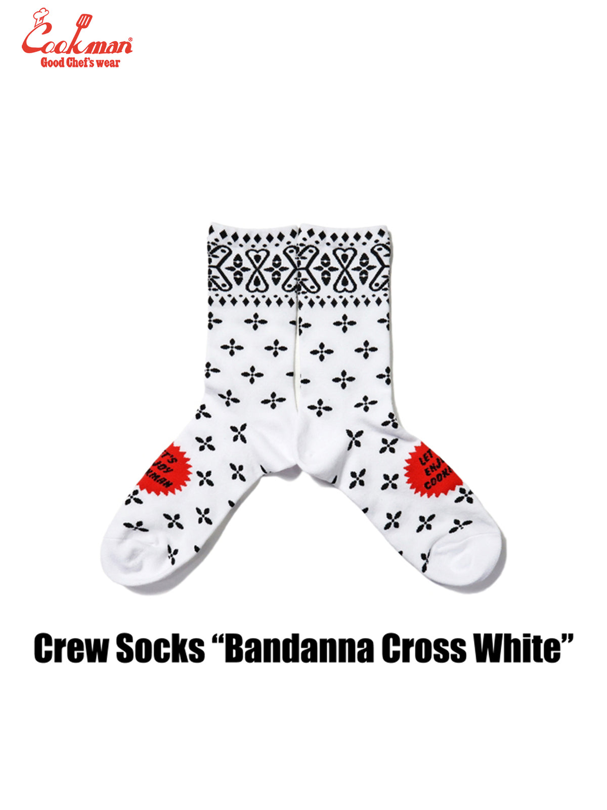 Crew Socks - Bandanna Cross : White