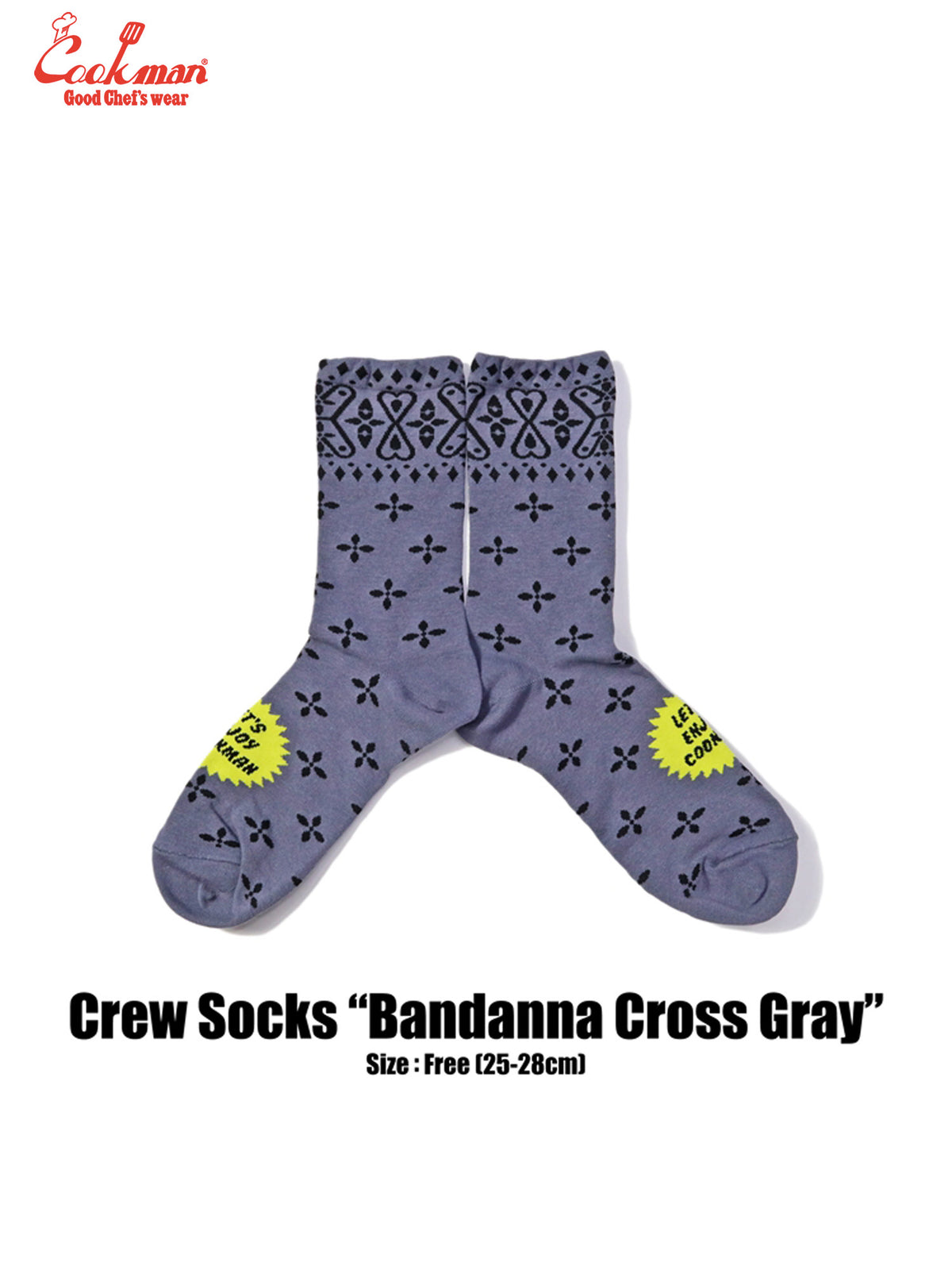 Crew Socks - Bandanna Cross : Gray