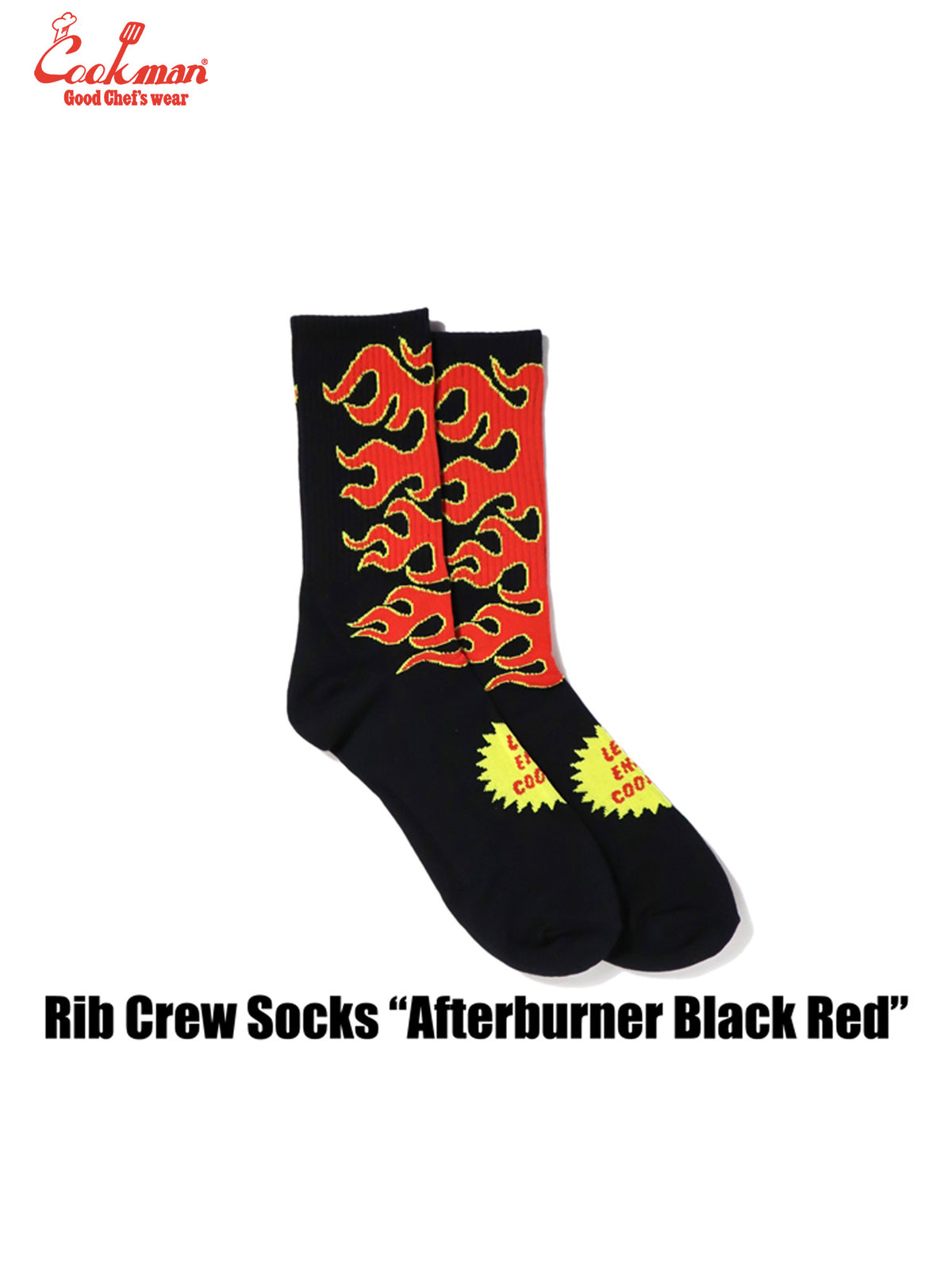 Rib Crew Socks -  Afterburner : Black Red