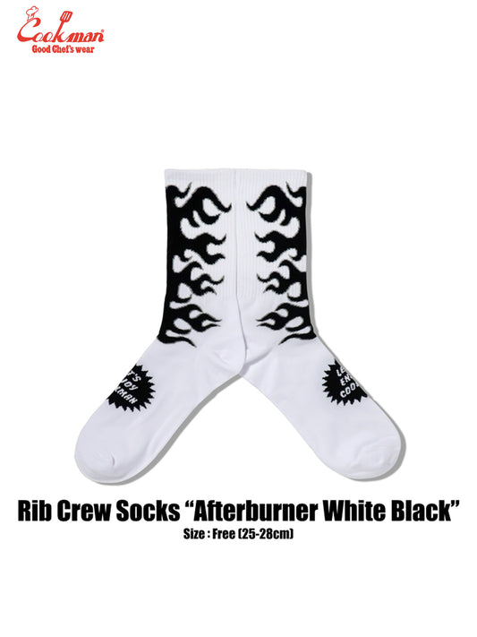 Rib Crew Socks -  Afterburner : White Black