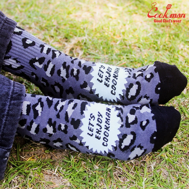 Cookman Rib Crew Socks -  Black Leopard
