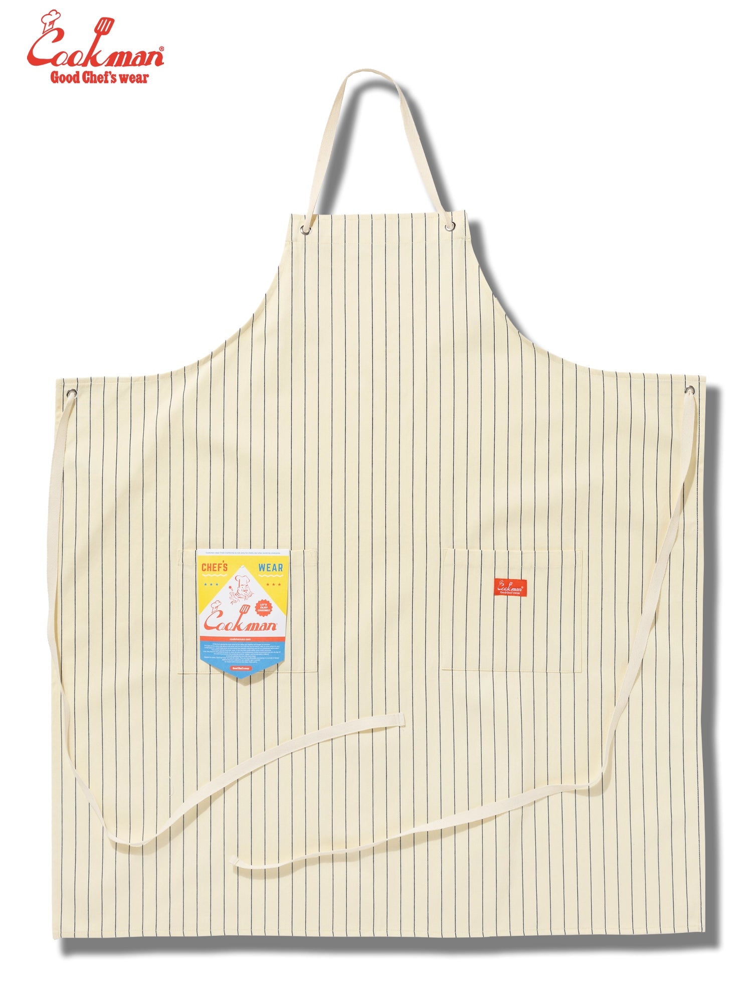Long Apron - Herringbone Stripe : Cream
