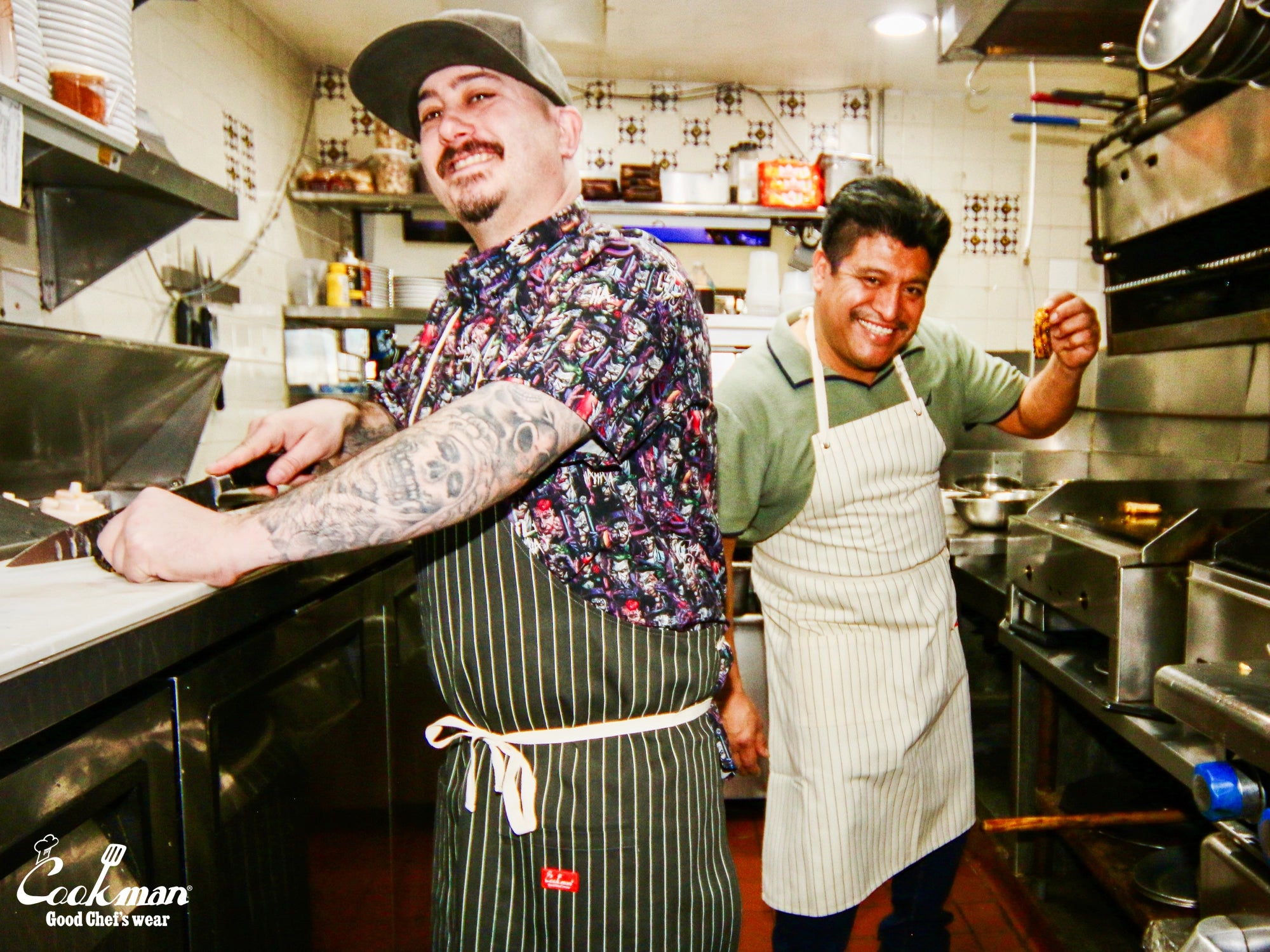 Long Apron - Herringbone Stripe : Cream