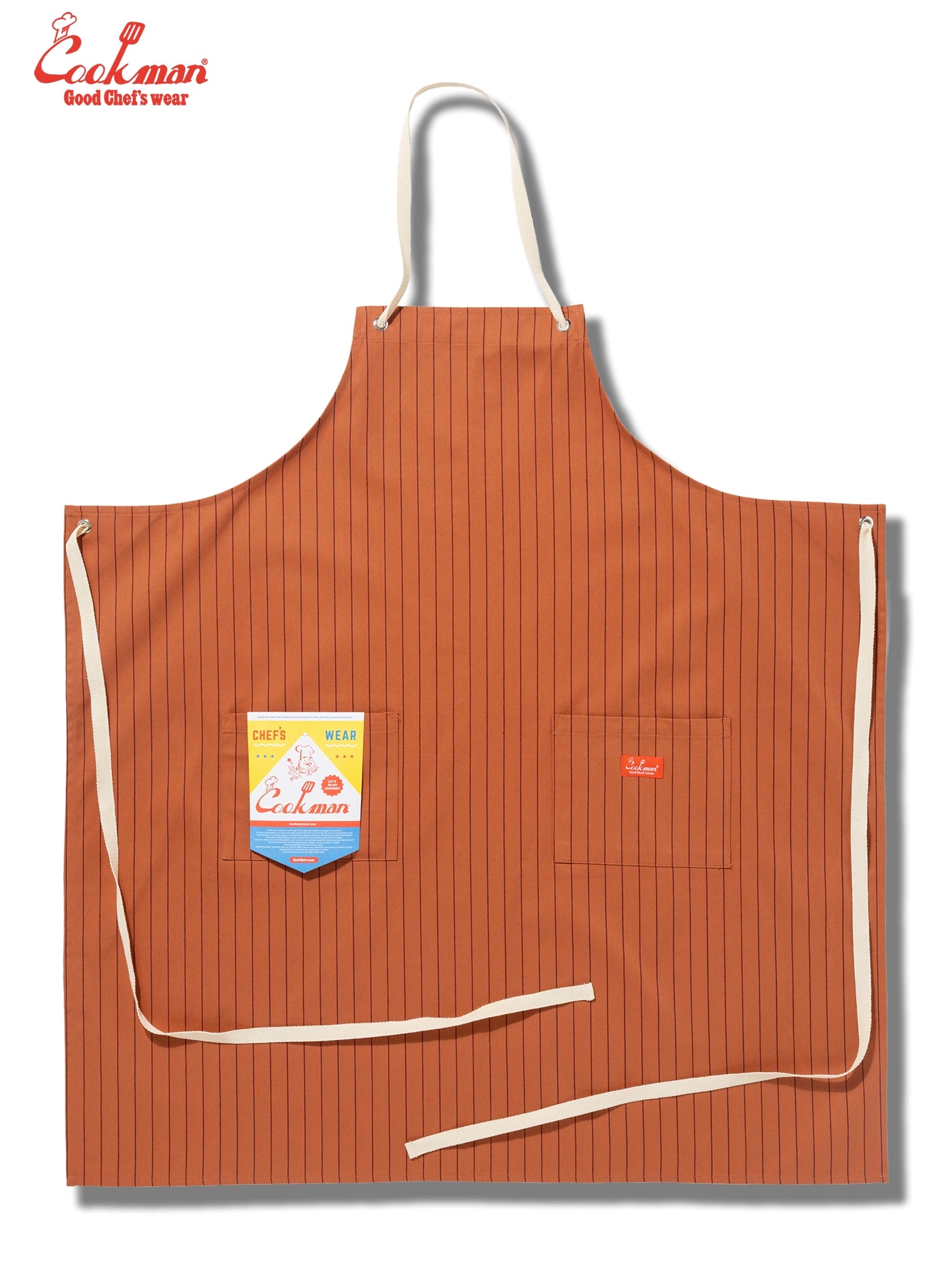 Long Apron - Herringbone Stripe : Brick