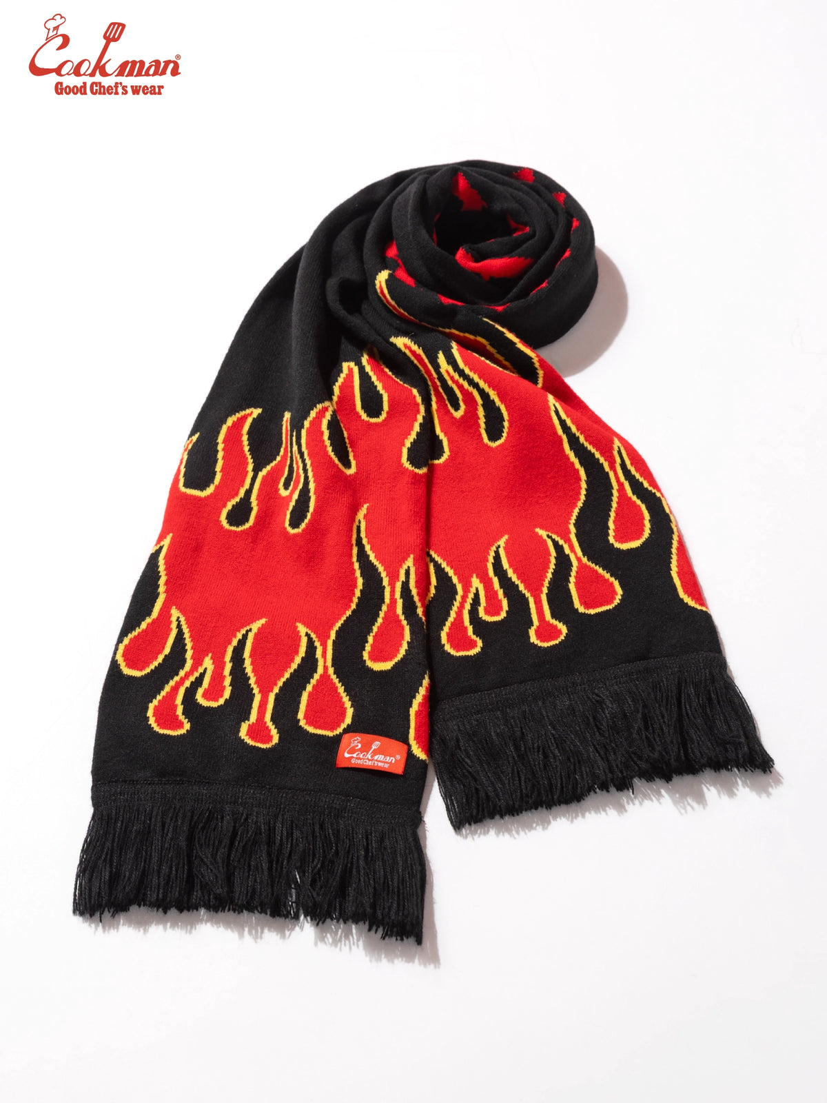 Knitted Scarf - Flame Black Red