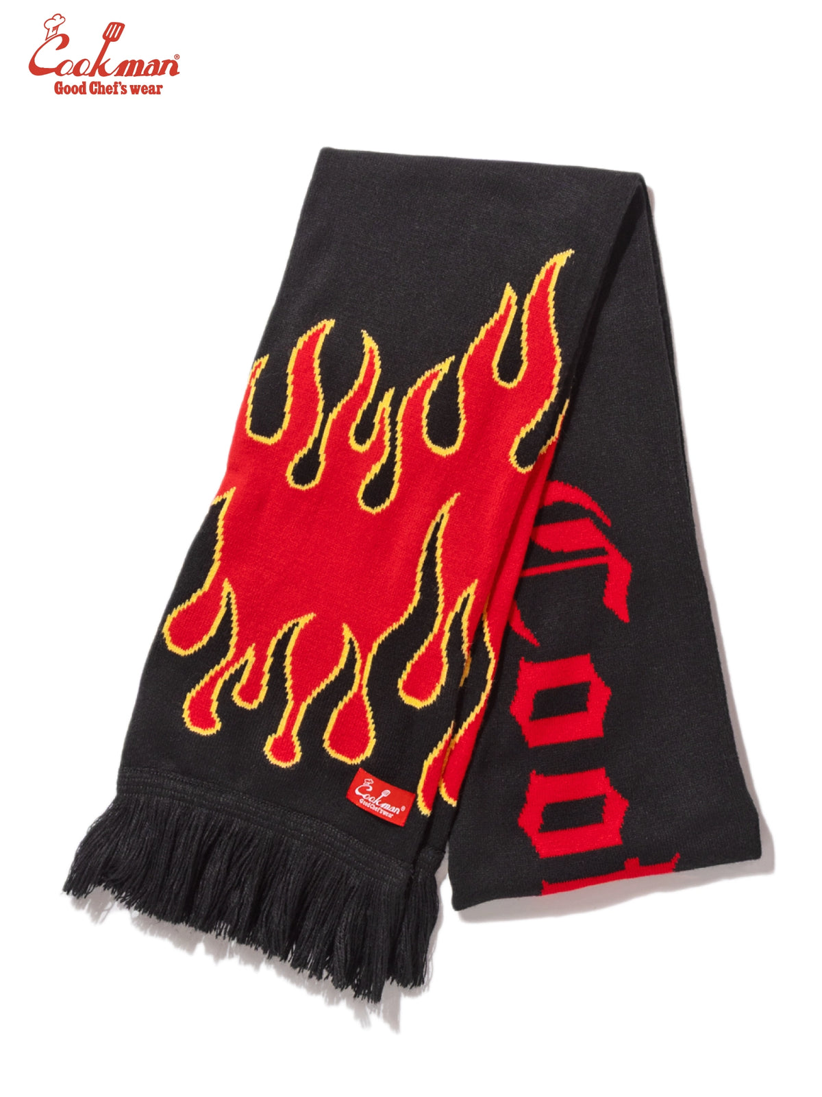 Knitted Scarf - Flame Black Red