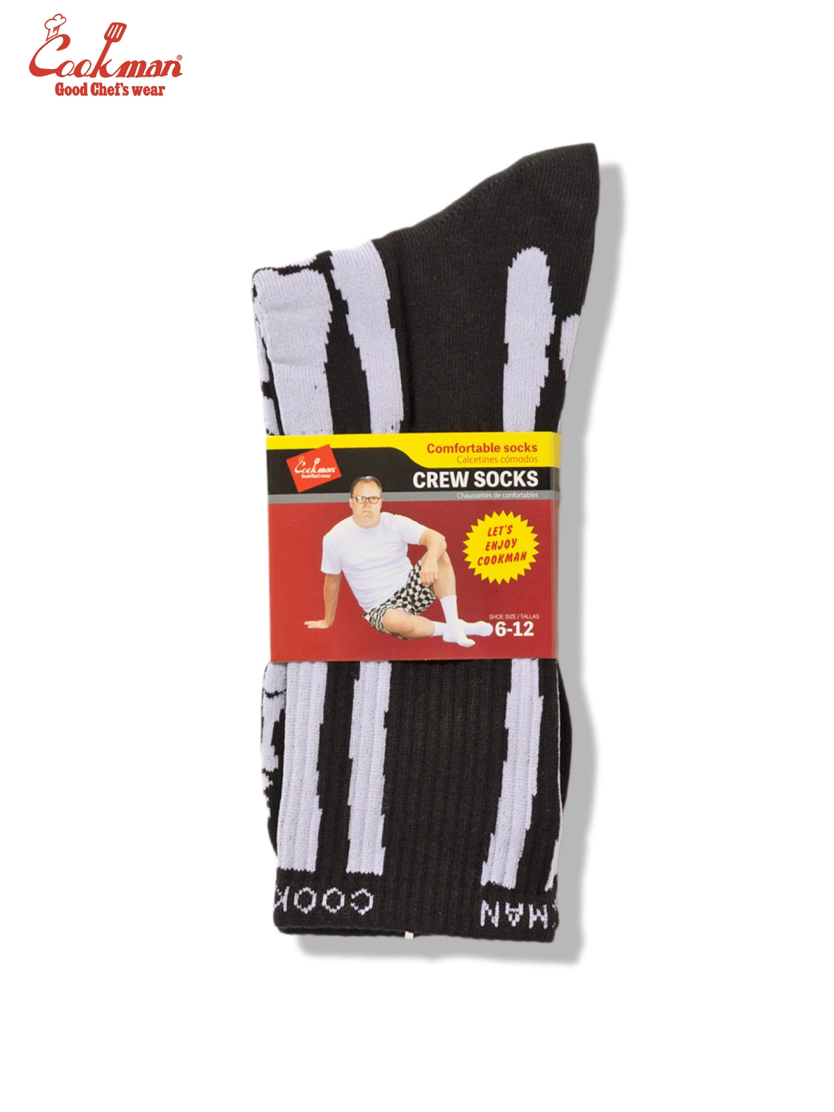 Rib Crew Socks -  Bone Black