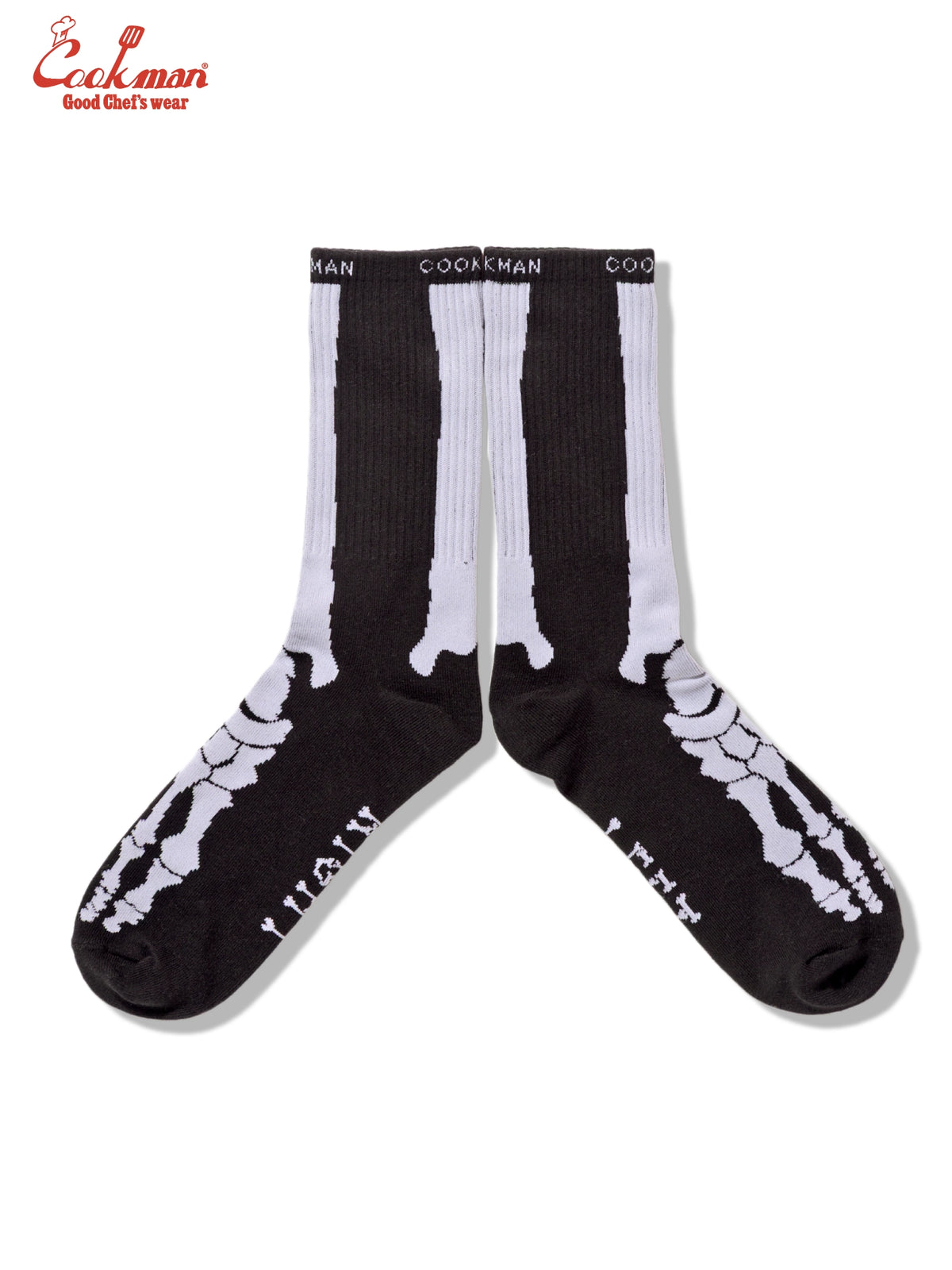 Rib Crew Socks -  Bone Black