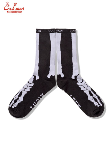 Rib Crew Socks -  Bone Black