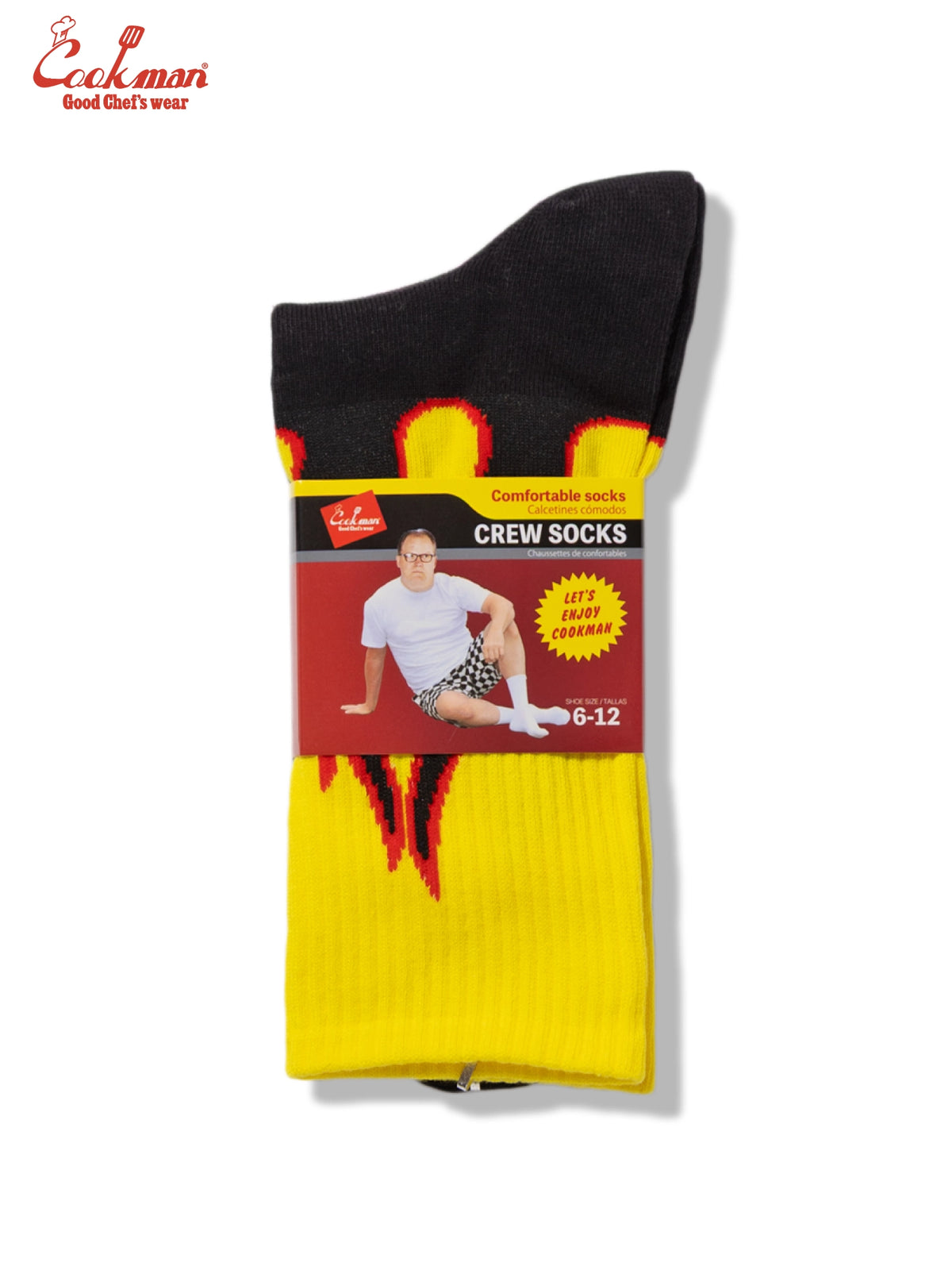 Rib Crew Socks -  Flame Black Yellow