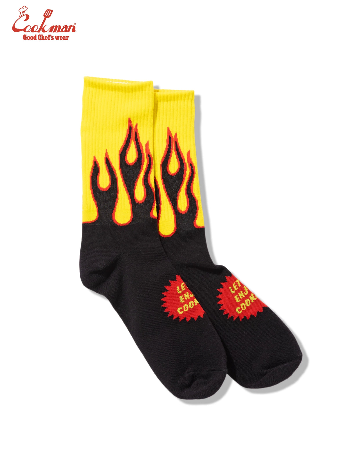 Rib Crew Socks -  Flame Black Yellow