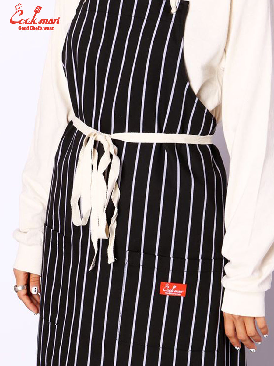 Long Apron - Stripe : Black