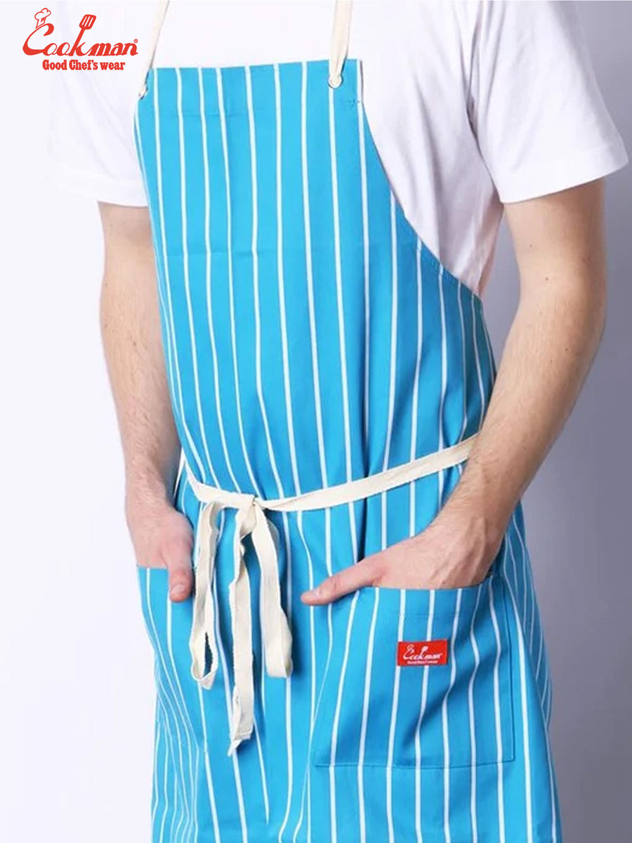 Long Apron - Stripe : Light Blue