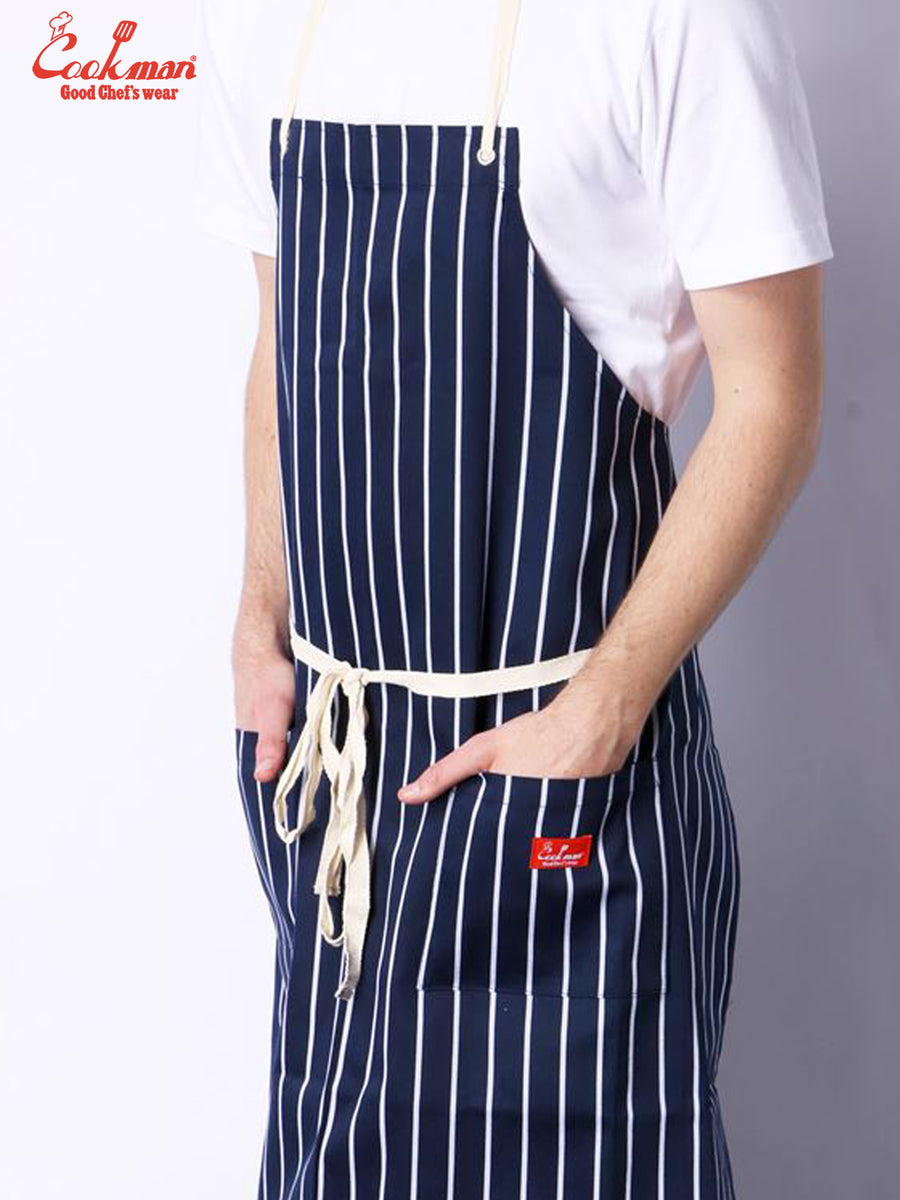 Long Apron - Stripe : Navy
