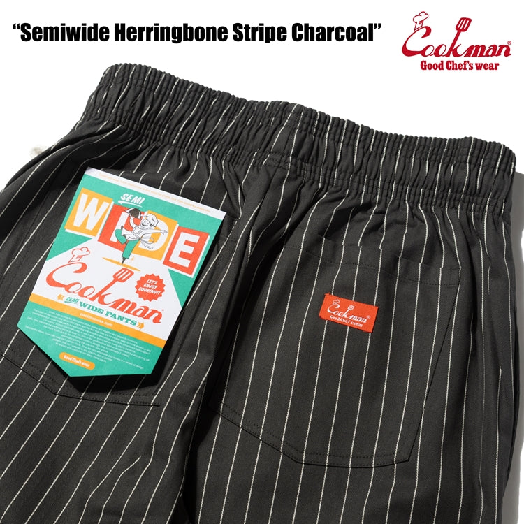 Cookman Chef Pants Semiwide -  Herringbone Stripe : Charcoal