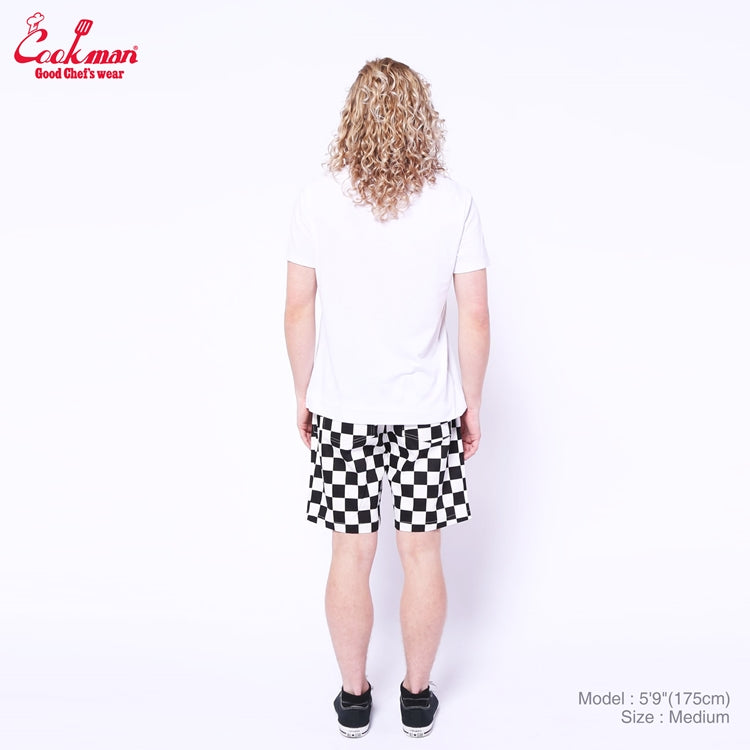 Chef Short Pants Front Pocket - Checker : Black