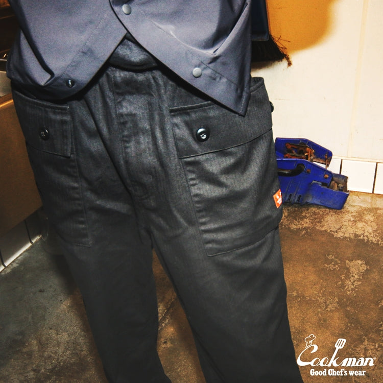 Cookman Monkey Pants - Herringbone : Black