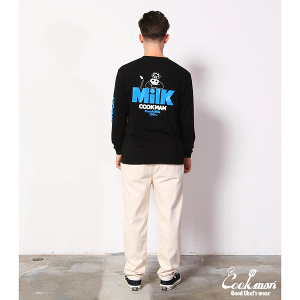 Cookman Long Sleeve T-shirts - Milk : Black