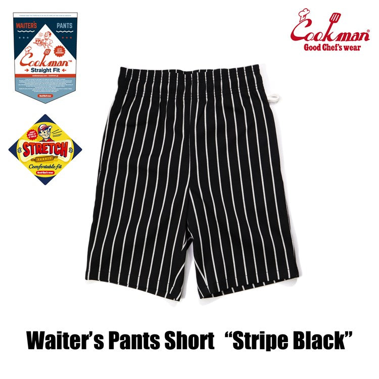 Cookman Waiter's Short Pants (stretch) - Stripe : Black (All Sales Are Final)