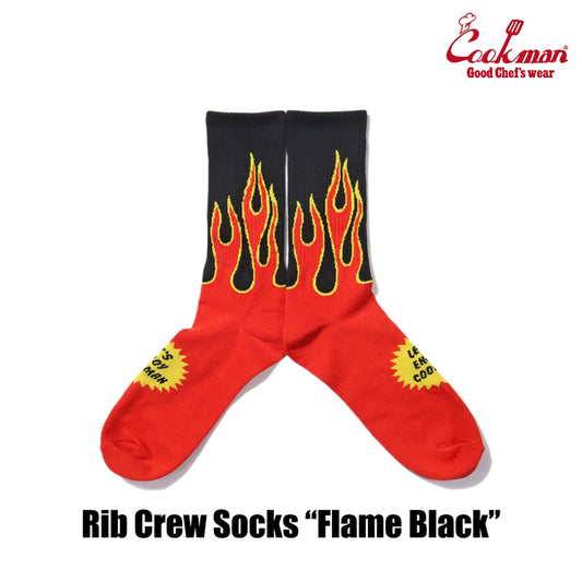 Cookman Rib Crew Socks - Flame : Black / Red