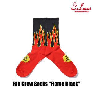 Cookman Rib Crew Socks - Flame : Black