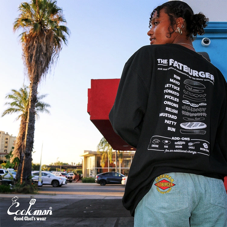 Cookman Washed Long Sleeve Tees - FAT Topping Menu : Black