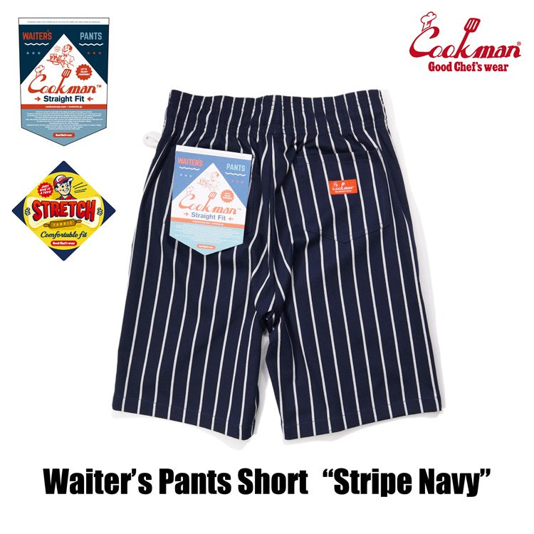 Cookman Waiter's Short Pants (stretch) - Stripe : Navy