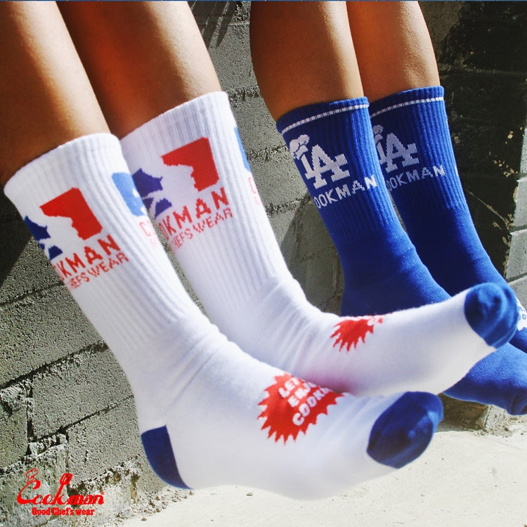 Cookman Rib Crew Socks -  League Logo : White