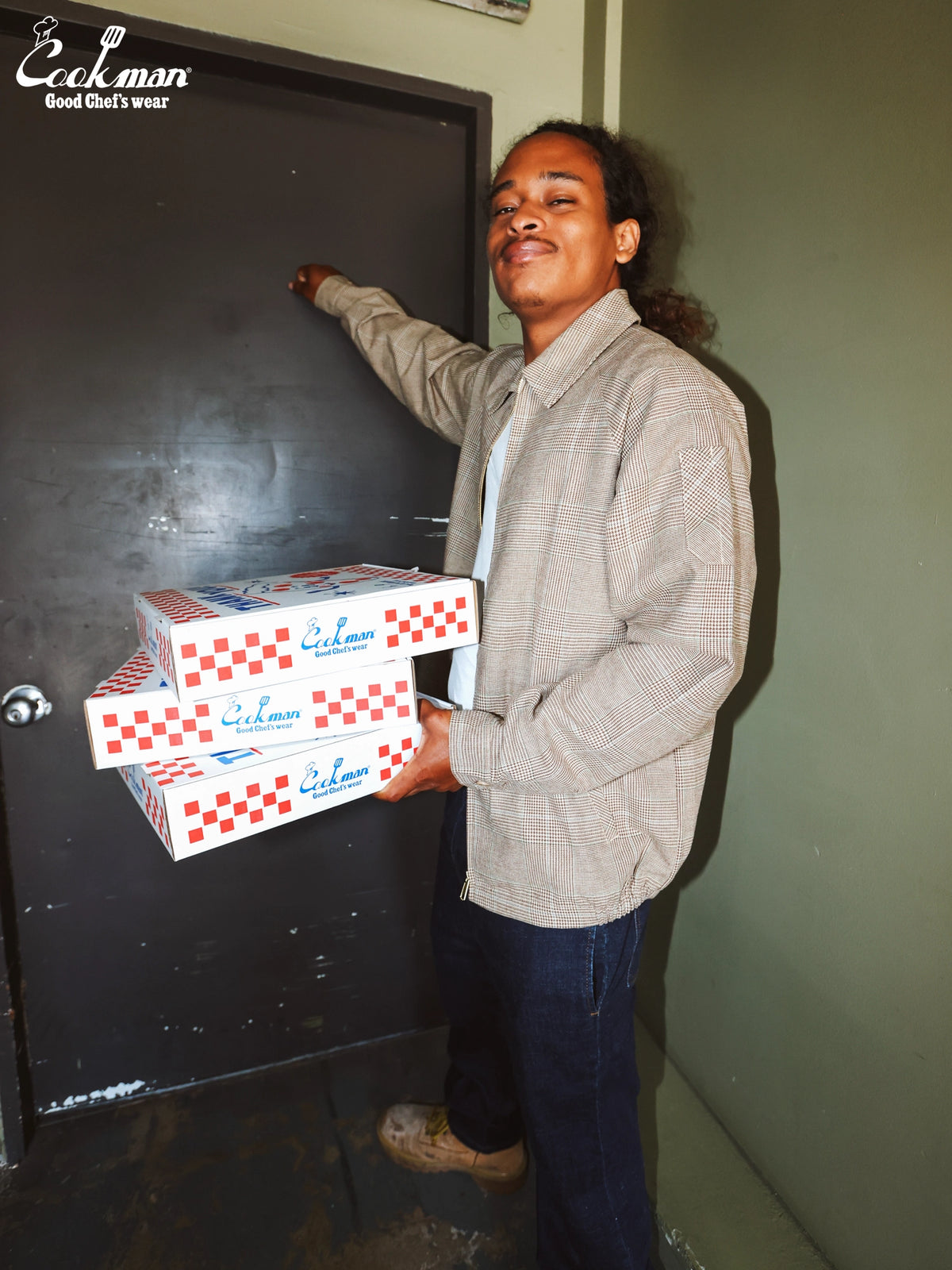 Delivery Jacket With Lining - Glen Check Brown