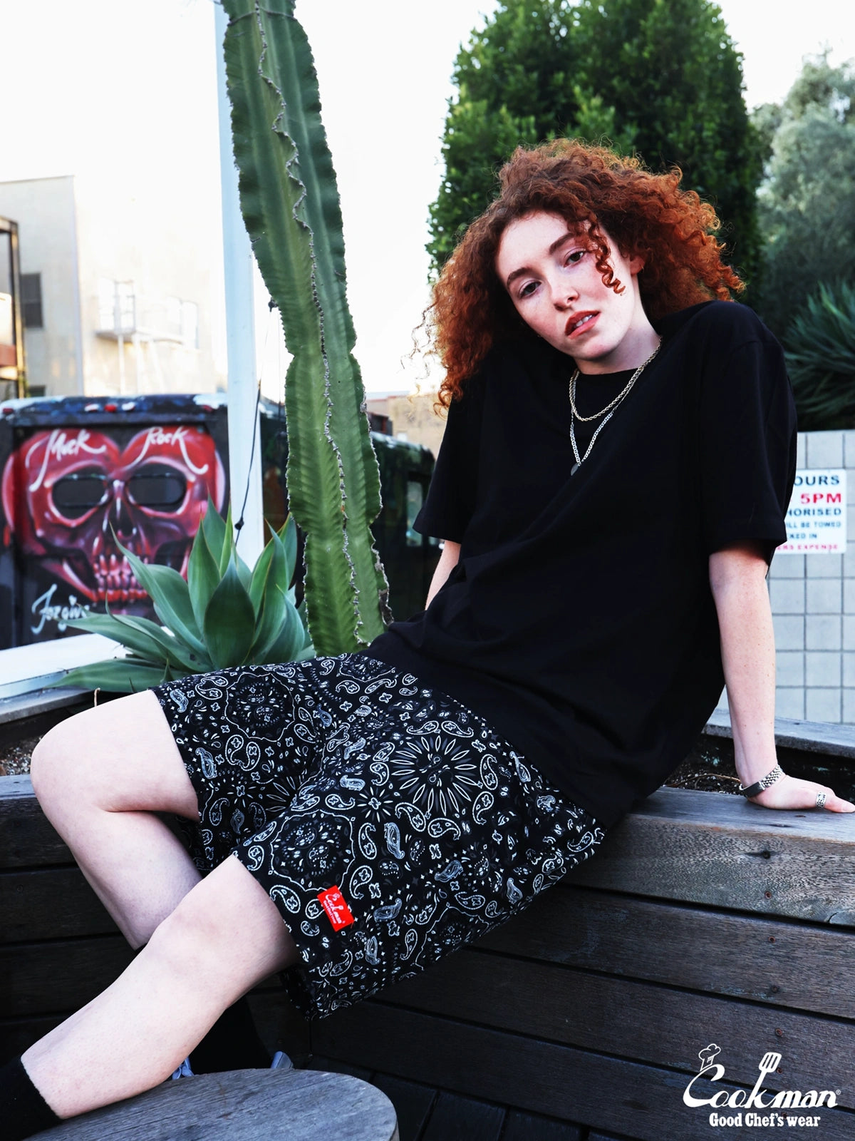 Chef Short Pants Light - Paisley : Black