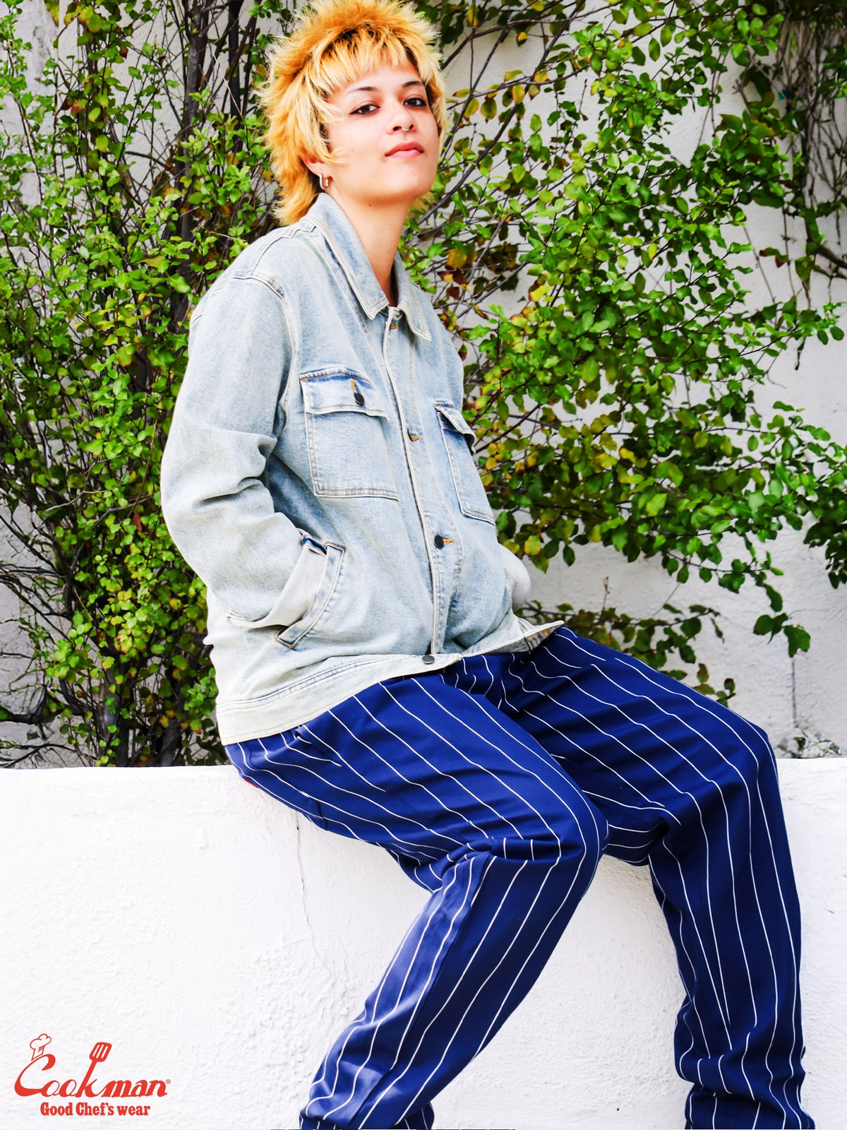 Chef Pants - Pencil Stripe : Navy