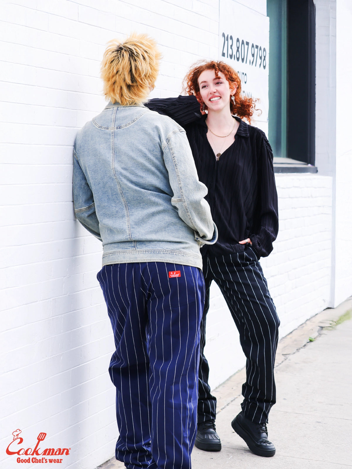 Chef Pants - Pencil Stripe : Navy