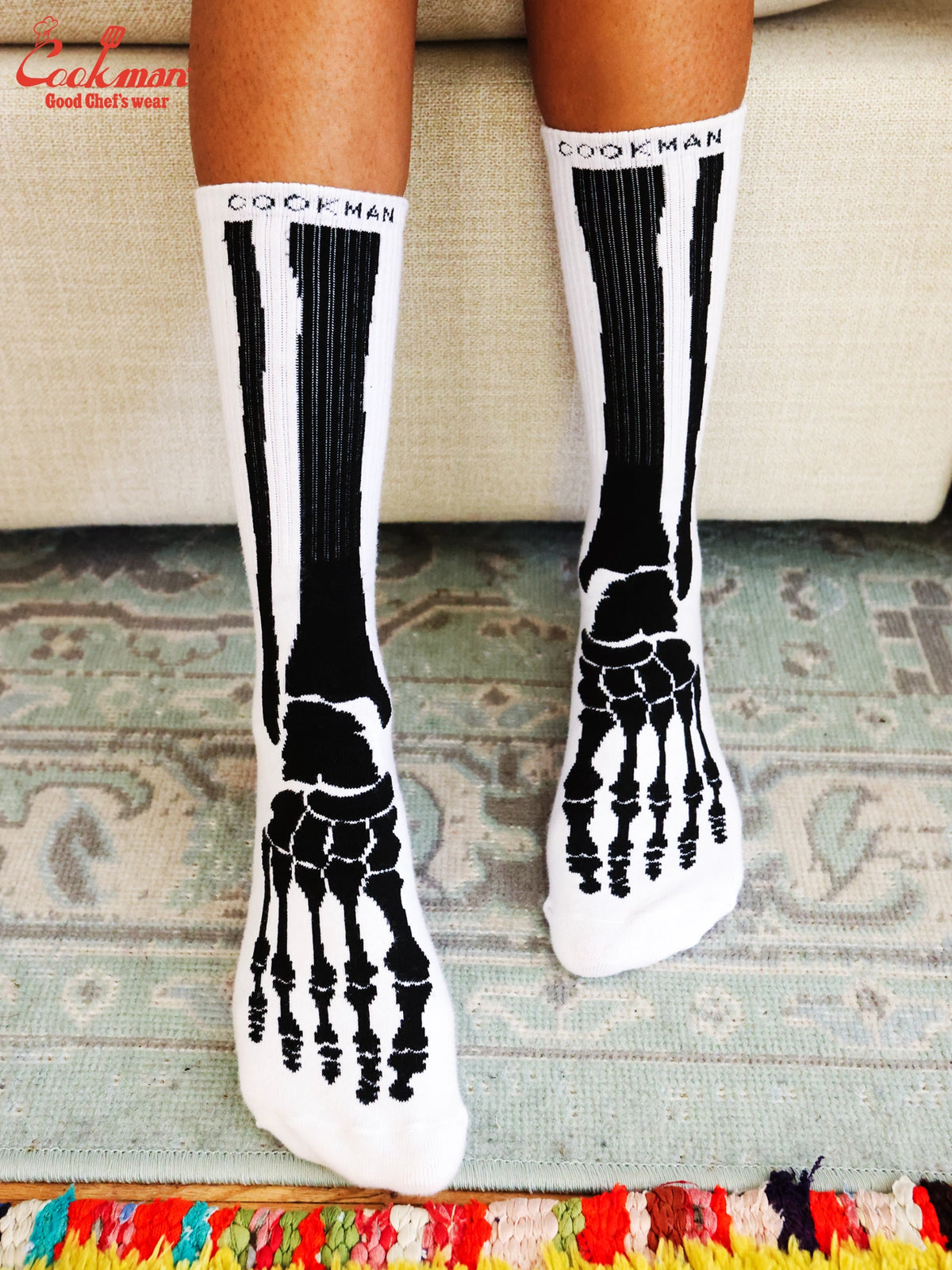 Rib Crew Socks -  Bone White