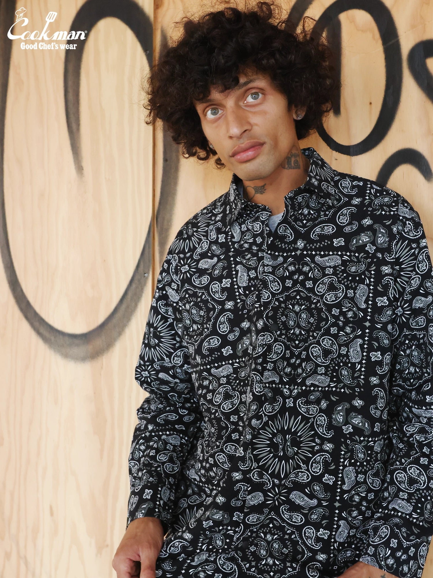 Work Shirts Long Sleeve - Paisley : Black
