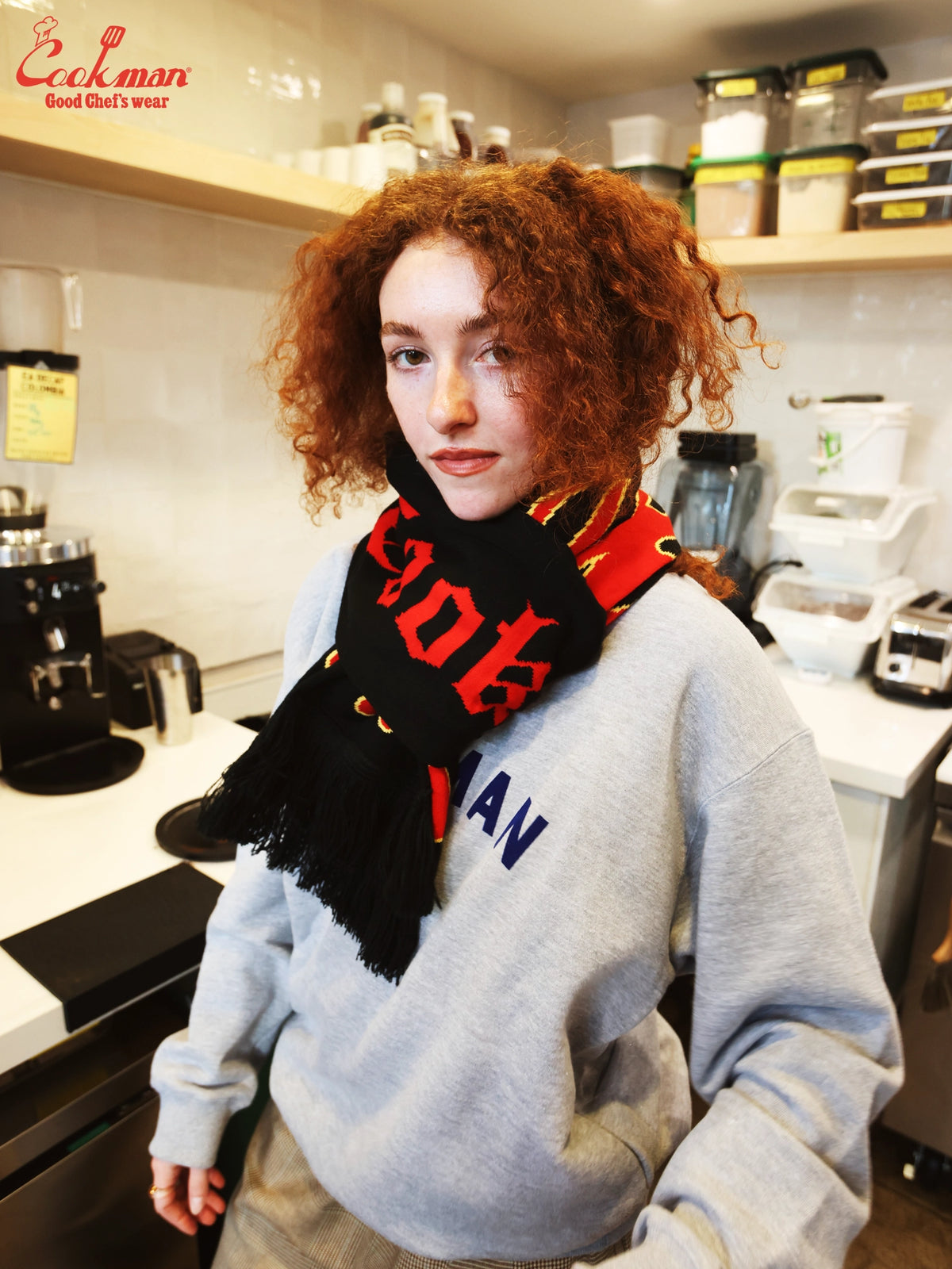 Knitted Scarf - Flame Black Red