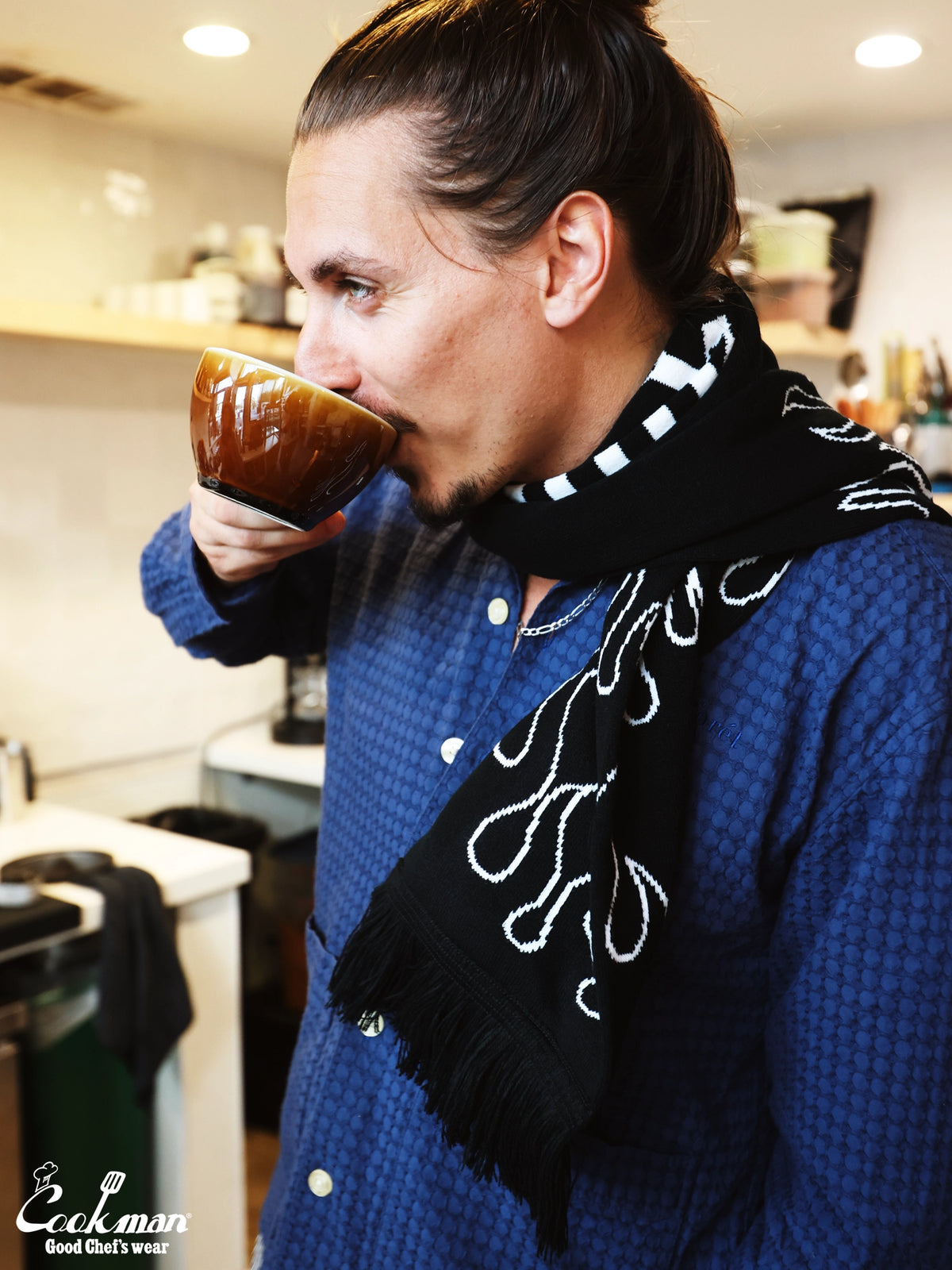 Knitted Scarf - Flame Black Black