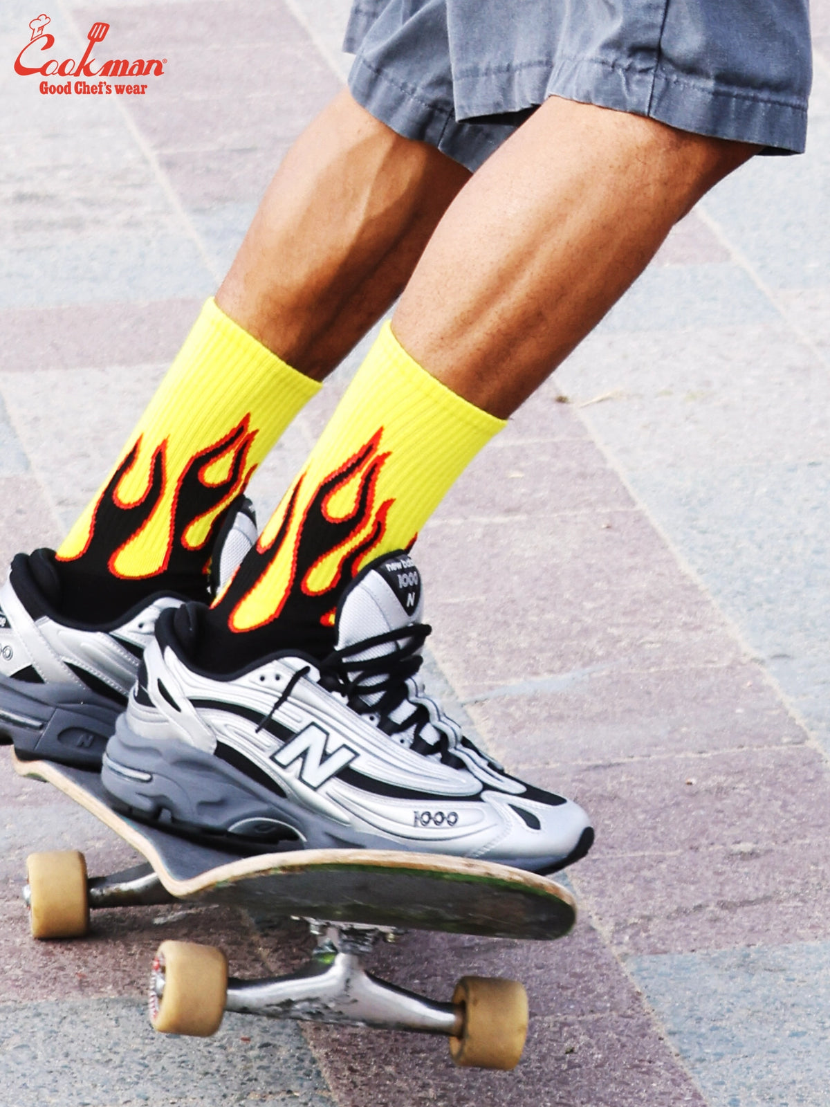Rib Crew Socks -  Flame Black Yellow