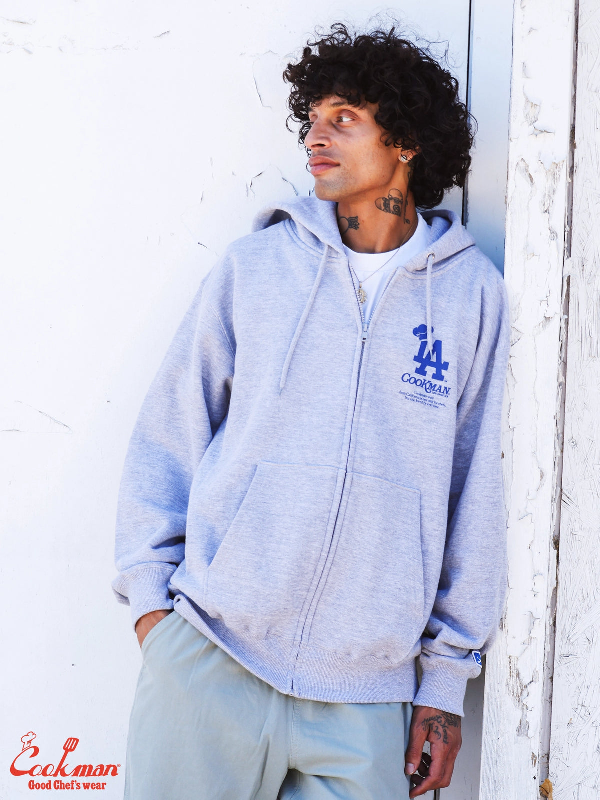 Zip-up Hoodie - Chef Hat LA : Heather Gray