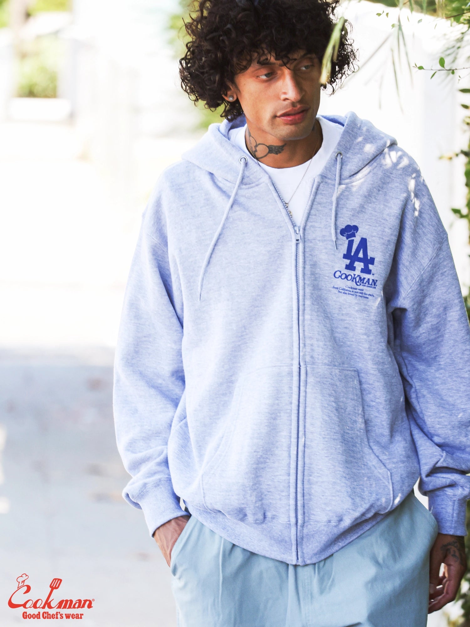 Zip-up Hoodie - Chef Hat LA : Heather Gray