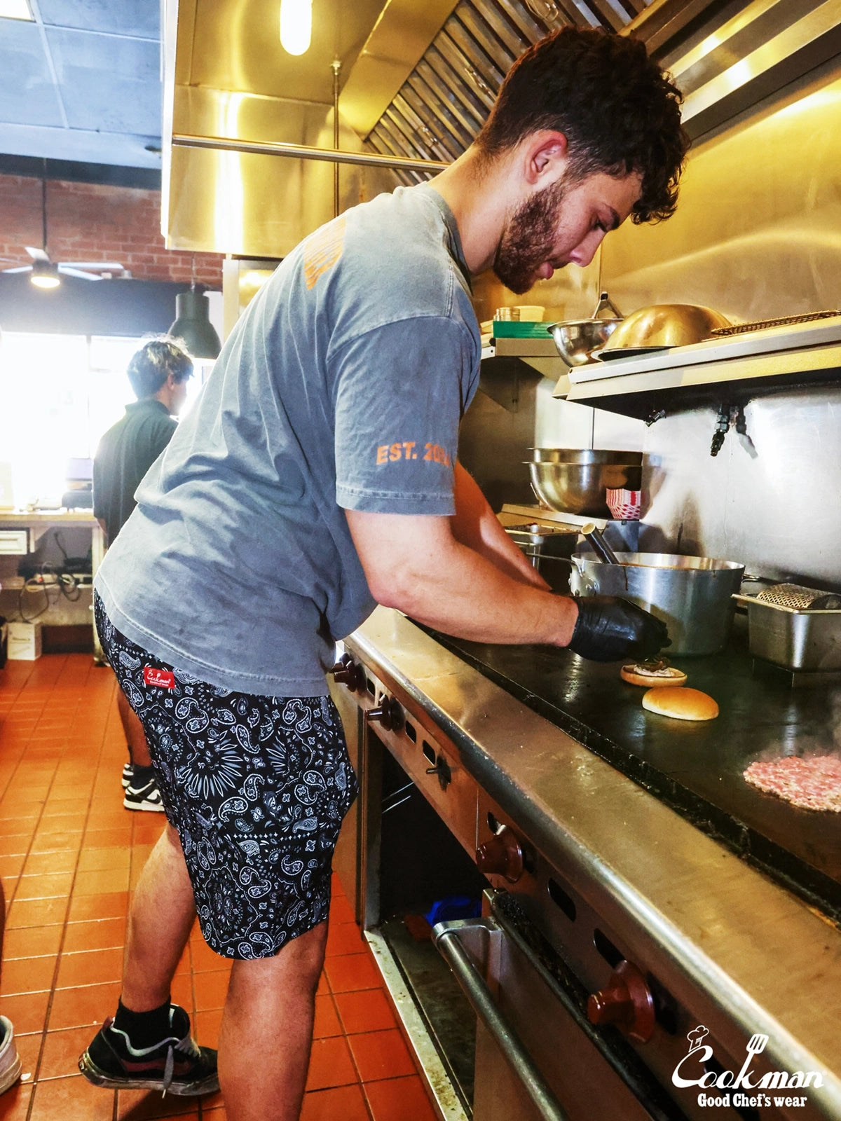 Chef Short Pants Light - Paisley : Black