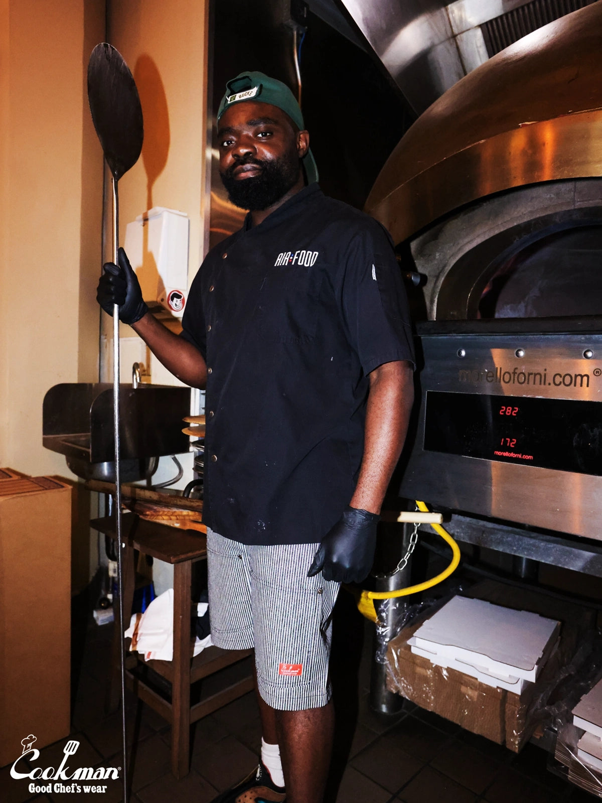 Chef Short Pants Front Pocket - Hickory : Black