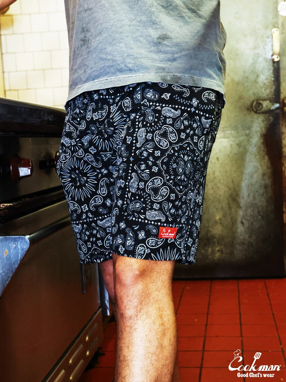 Chef Short Pants Light - Paisley : Black