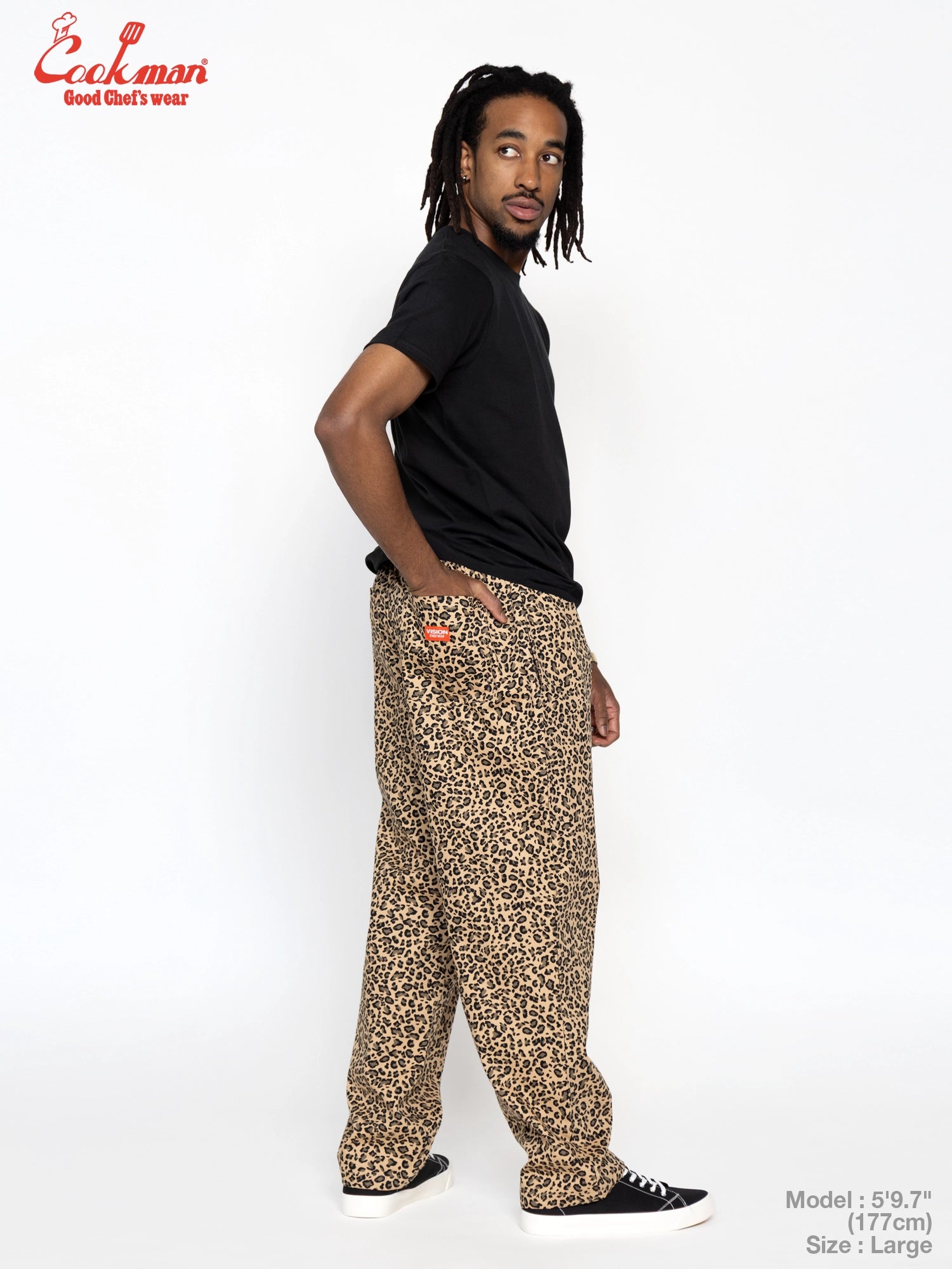Chef Pants Semiwide Black Belt  - Vision Leopard : Beige
