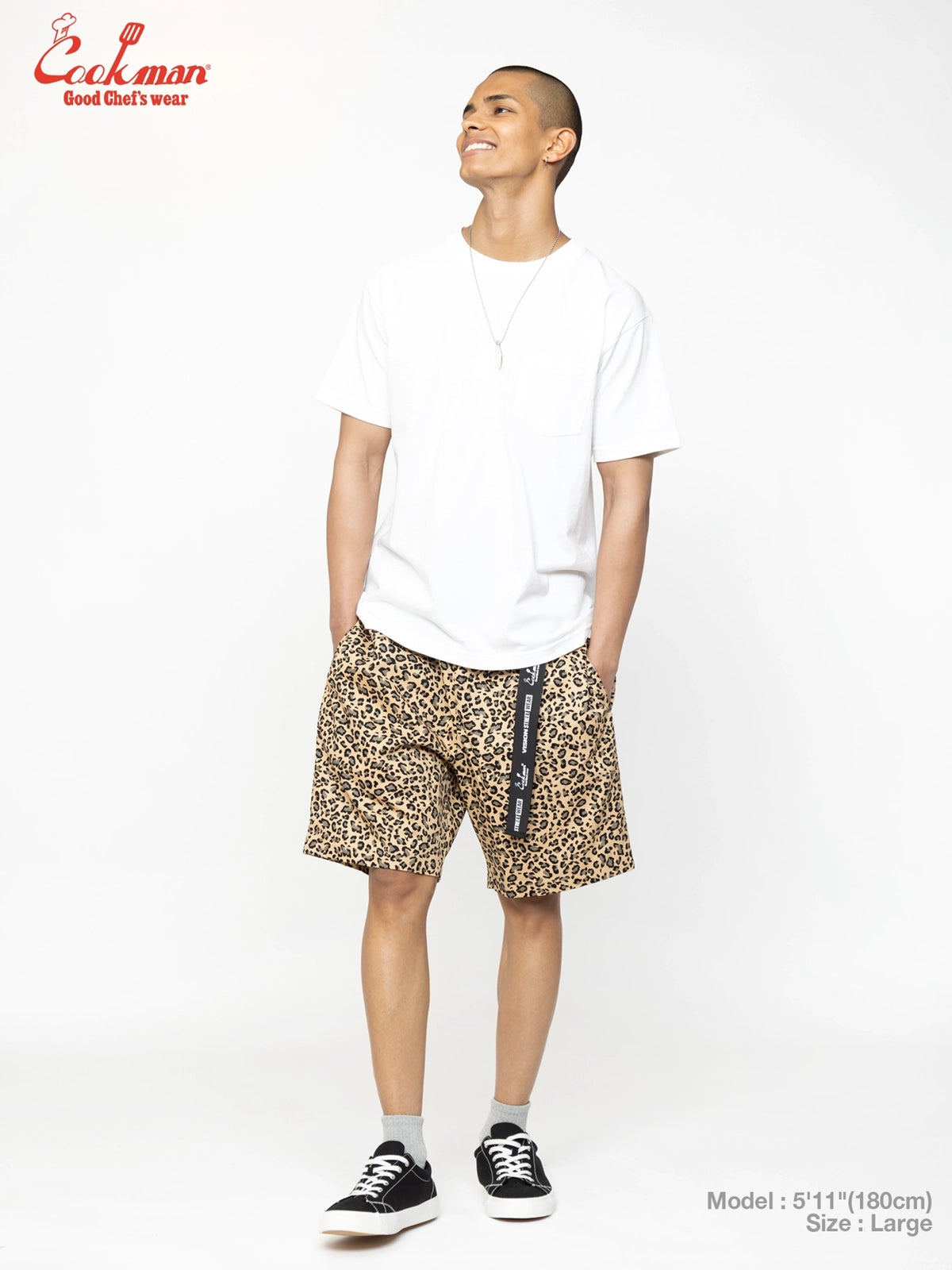 Chef Pants Short Black Belt  - Vision Leopard : Beige