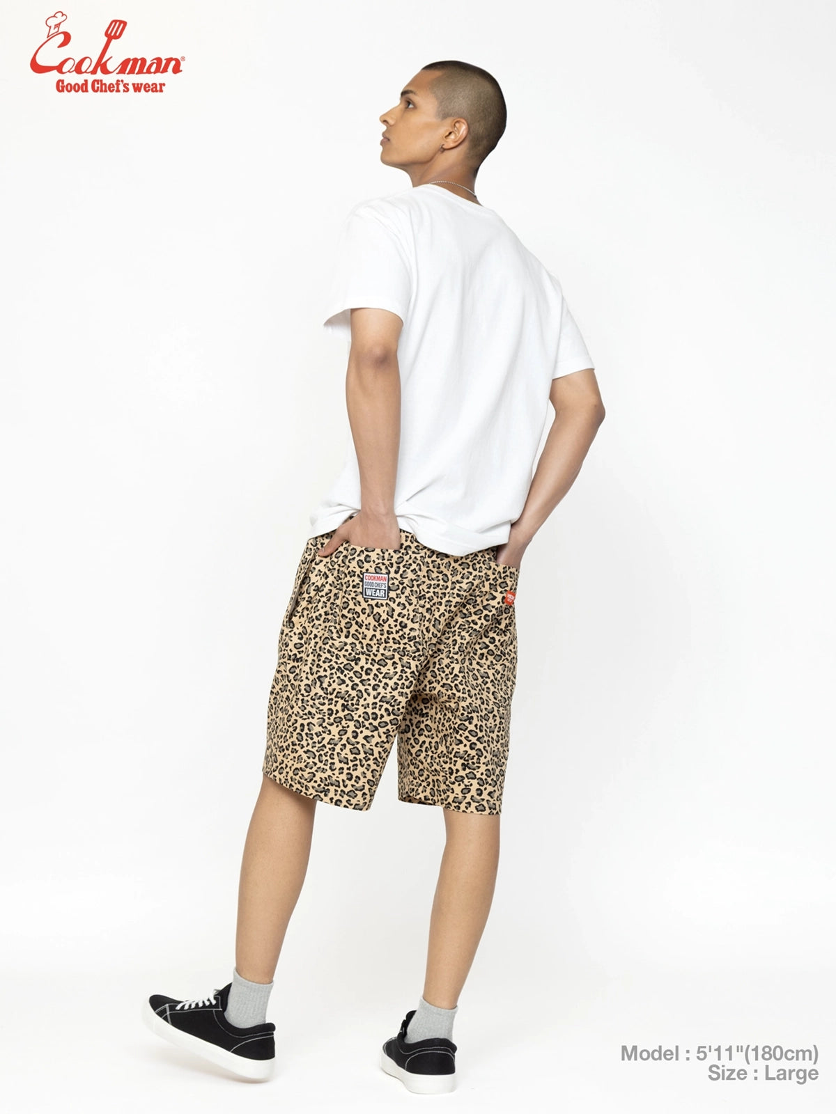 Chef Pants Short Black Belt  - Vision Leopard : Beige