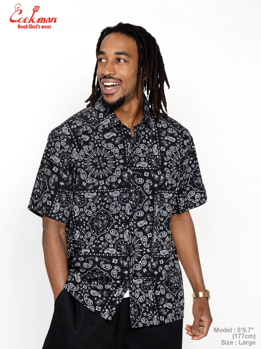 Work Shirts Short Sleeve Light -  Paisley : Black