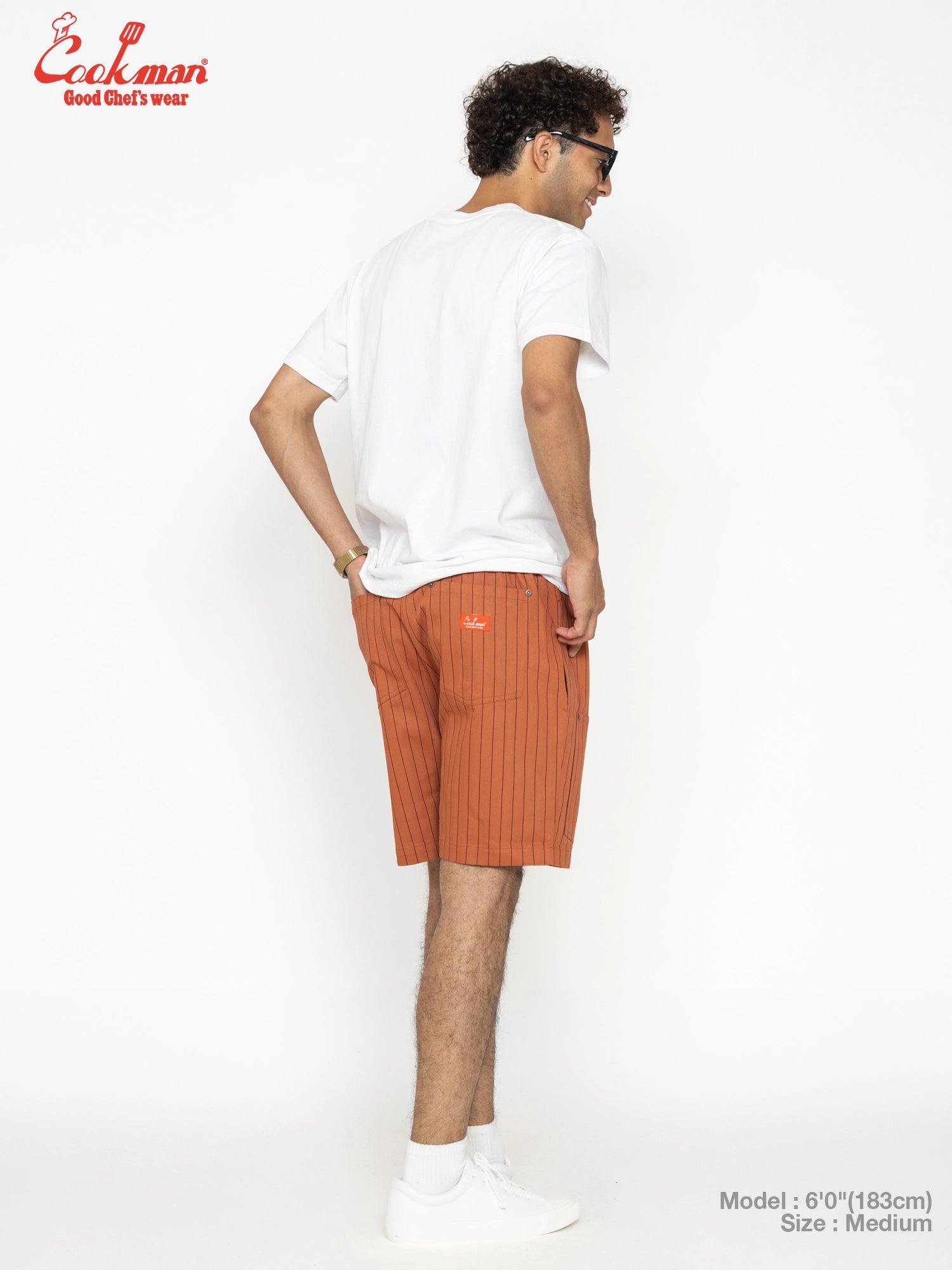 Chef Short Pants Front Pocket Herringbone - Stripe : Brick