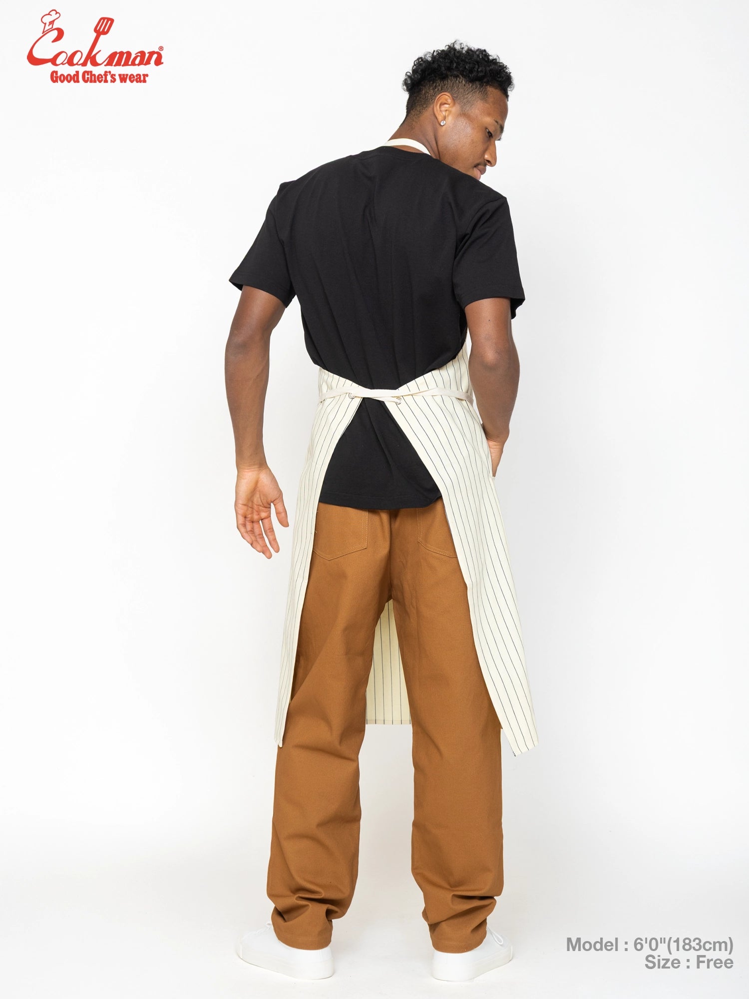 Long Apron - Herringbone Stripe : Cream